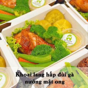 Khoai lang hấp đùi gà nướng mật ong