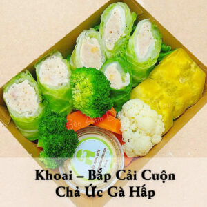 Khoai – Bắp Cải Cuộn Chả Ức Gà Hấp